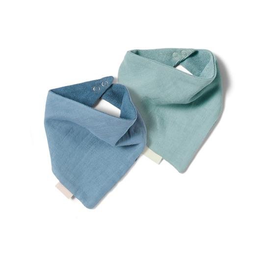 Badstof slabbetje - 2 pack - blauw/lichtblauw