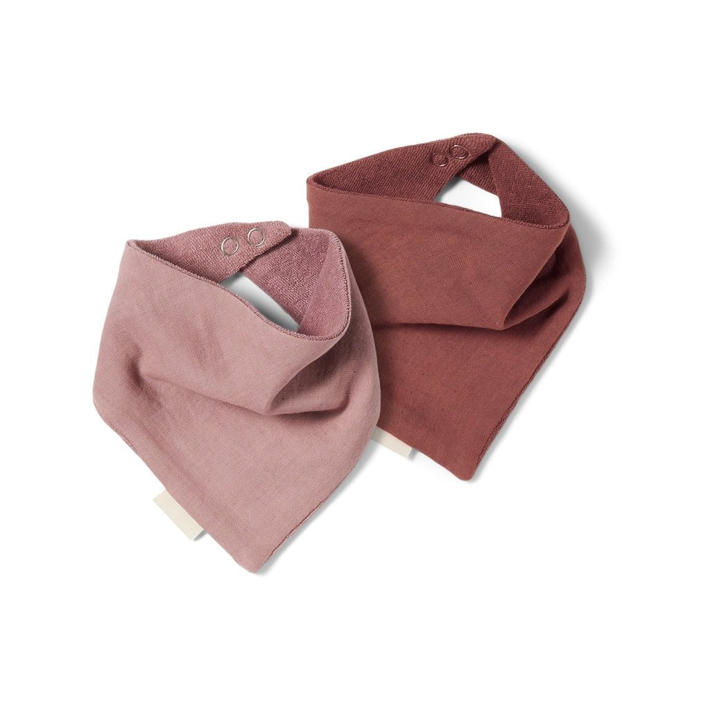 Badstof slabbetje - 2 pack - mahonie/woodrose