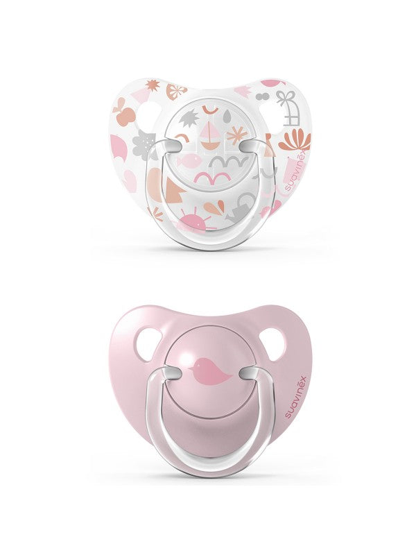 Suavinex Dental Fopspeen Duo (silicone) 0-6m - Memories Pink