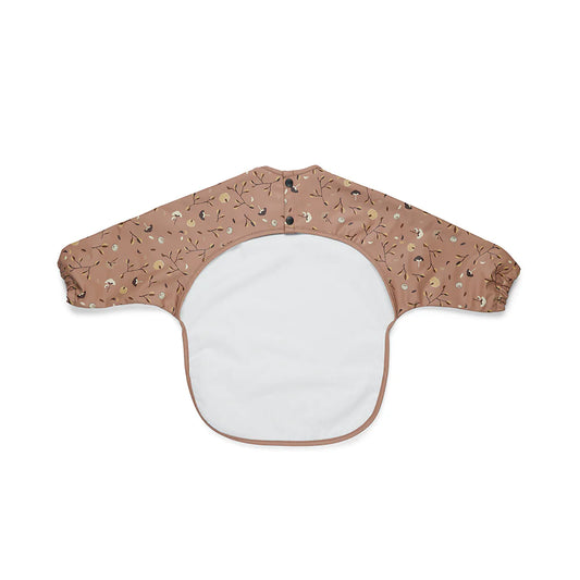 Gecoat slabbetje met mouwen - bruin/bloemen