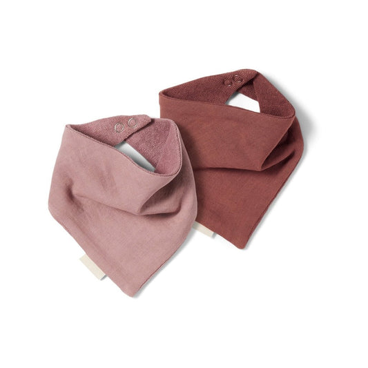 Badstof slabbetje - 2 pack - mahonie/woodrose