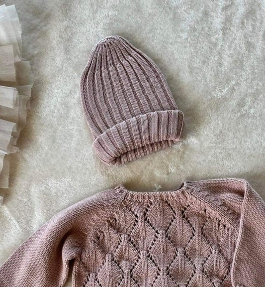 Noah Rib Knit Hat - Pale Rose