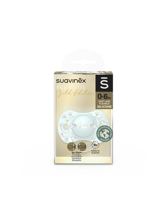 Suavinex Natural Fopspeen (silicone) 0/6m - Gold - Blue